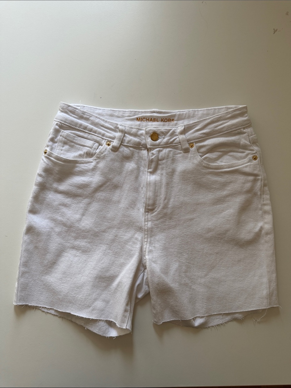 Michael Kors | 6 | White Denim Jean | Shorts with Gold Hardware
